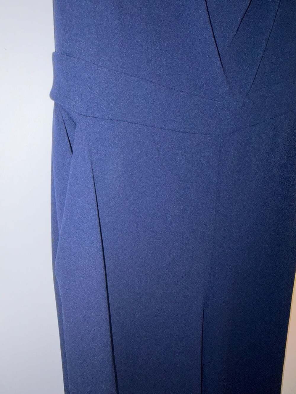 Express Navy Blue Off-The-Shoulder Wide Leg Jumpsuit - Picture 4 of 8